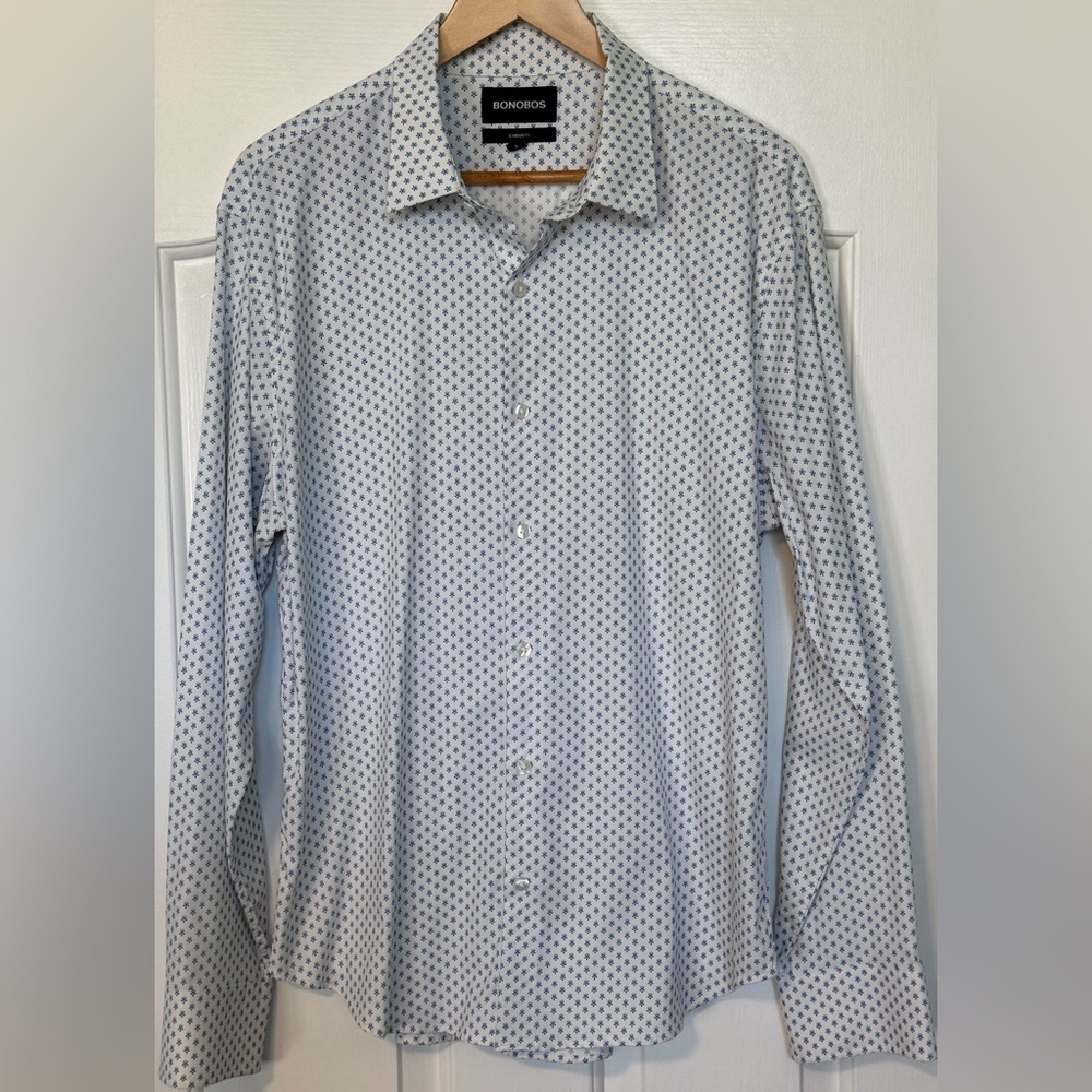 Bonobos Standard Fit Stretch Shirt Blue Floral Print Men’s L NWOT